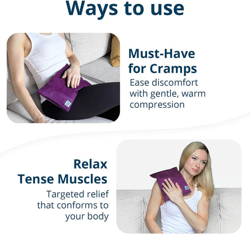 Microwave Heating Pad (with Removable Cover) - Heating Pad for Back Pain Relief, Neck and Shoulders, Leg Cramps, Microwavable Heating Pad for Cramps - Portable 10" x 7" 2.5lbs