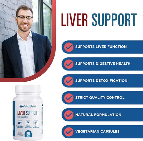 Clinical Effects Liver Support, Natural Milk Thistle and Zinc Supplement, 60 Veggie Capsules