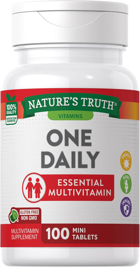 One Daily Multivitamin, 100 Mini Tablets, Non-GMO, Gluten Free Supplement, for Men and Women, by Nature's Truth