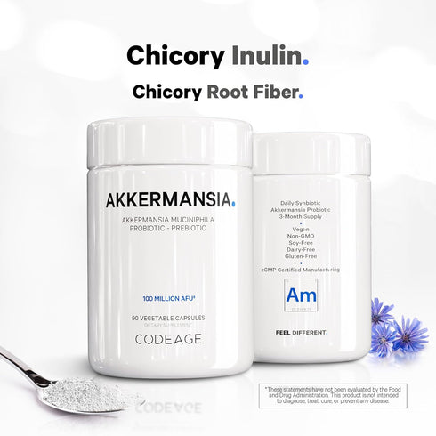 Codeage Akkermansia Muciniphila Probiotic Supplement - 90 Capsules, 3-Month Supply, 100 Million AFUs, Chicory Inulin