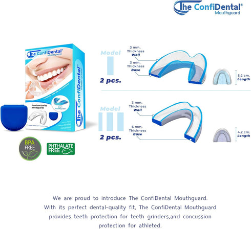 Pack of 4 Moldable Mouth Guard for Teeth Grinding, 2 Regular and 2 Heavy Duty Guard