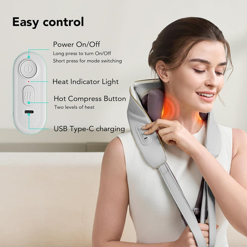 H5 3 SKG Mini Heated Neck and Shoulder Massager Cordless Shiatsu Deep Tissue Relief with Modes, Adjustable Heat