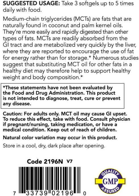 NOW Foods MCT Oil 1,000 mg - Sports Nutrition, Weight Management, 150 Softgels
