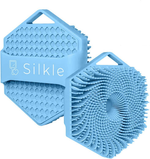 Silicone Body Scrubber - Exfoliating Bath Brush and Skin Cleanser, Shower Sponge for Gentle Body Scrub - Blue