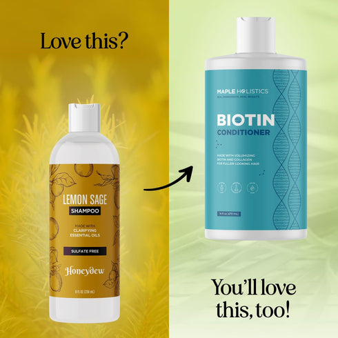 Lemon Sage Shampoo for Oily Hair - Sulfate Free Clarifying Shampoo with Keratin and Tea Tree Oil