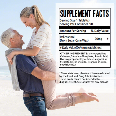 Dr. Brian Policosanol 20mg Sugar Cane, Policosanol Supplements for Body Health | Non-GMO | Vegetarian 90 Tablets