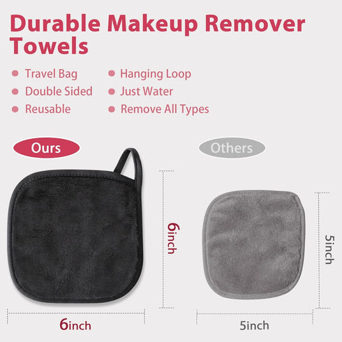 Makeup Remover Cloth, 6" x 6" Reusable Towels for Washing Face, 12 Pack Microfiber Face Washcloths