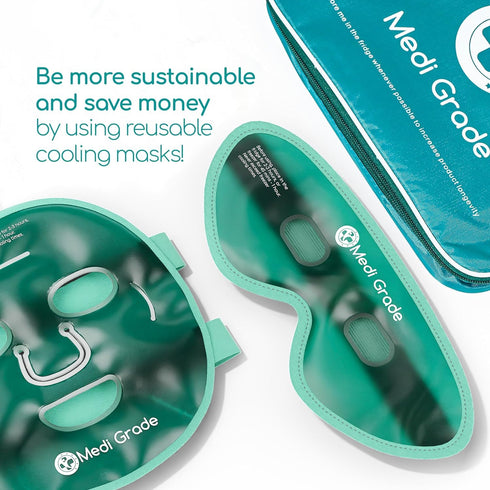 Medi Grade Cooling Ice Face Mask and Eye Mask for Puffy Eyes & Migraine Relief, ChillGel Technology