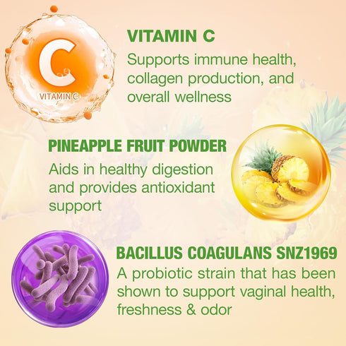 Yikecao Gummies Gummies Immune 60 Count Premium Feminine Balance for Women, Pineapple for Women Ph Balance & Vaginal