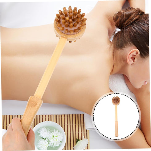 Hammer Bamboo Massage Handheld Wood Massager for Neck Shoulder Back Acupoint Therapy with Ergonomic Handle for Muscle