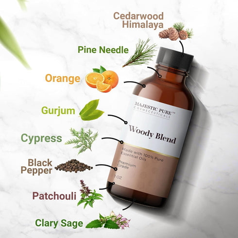 Majestic Pure Wood Essential Oil Blend, 100% Pure Oil for Peace and Harmony, 1oz for Diffusers