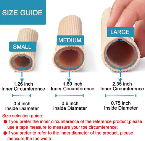 Cuttable Toe Tubes Sleeves 5 Pack, Elastic Fabric with Silicone Gel for Toe Pressure Pain Relief, Corn and Calluses