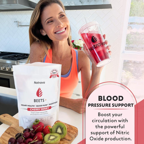 Beets+ 100% Organic Beet Root Powder Blend with Vitamins & Prebiotics for Blood Pressure Support
