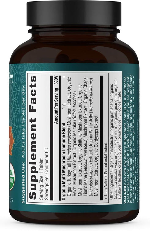 Ancient Nutrition Mushroom Supplement - Organic Multi Mushroom Immune Support Tablet, Gluten Free, 60 Count