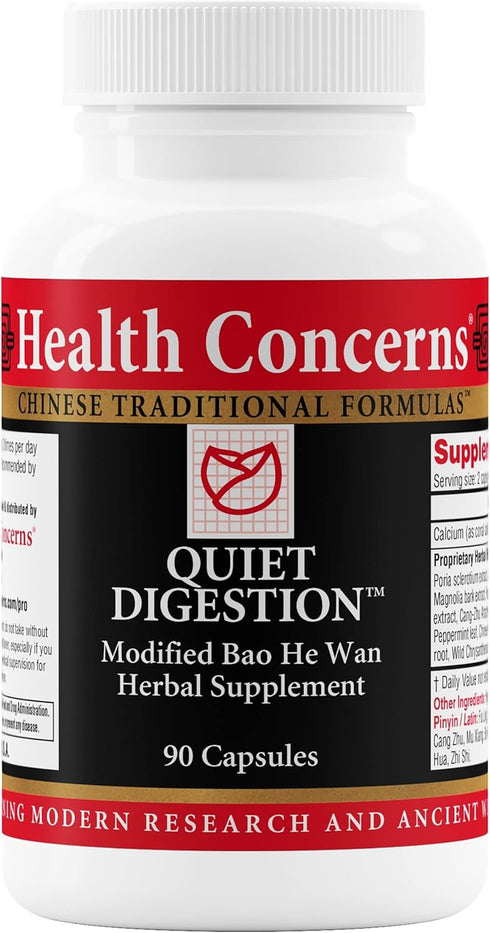 Health Concerns Quiet Digestion Supplement, 90 Capsules for Upset Stomach Relief