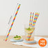 Skrfren 100 Pack 7.7 Inches Striped Straws Paper Assorted Rainbow Colors Striped Drinking Straw Rainbow Paper Straw