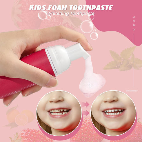 Kids Foam Fluoride Free Toothpaste Mix Mint Flavor, Toddler Natural Teeth Deep Cleaning Toothpaste for U Shaped