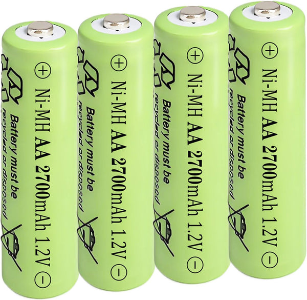 Zsolarigt Rechargeable NiMh AA Battery 1.2V 2700mAh, 4 Counts Double A 1.2V High