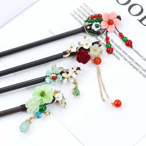 inSowni 8 Pieces Retro Asian Chinese Traditional Hanfu Hair Sticks Pins with Bead Pendants for Women Girls