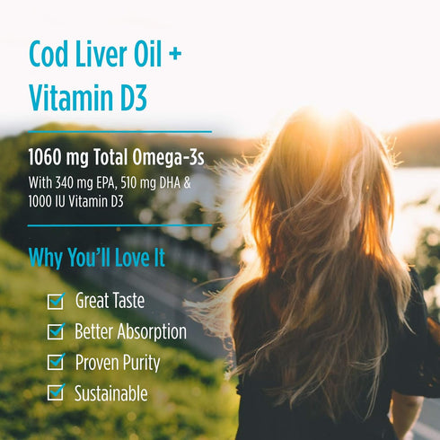 Nordic Naturals Arctic-D Cod Liver Oil, Lemon, 8 oz, 1060 mg Total Omega-3s + 1000 IU Vitamin D3, 48 Servings