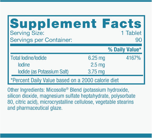 Iodoral 6.25 mg – Iodine Supplements for Thyroid Support, 90 Tablets, High Potency Potassium Iodide