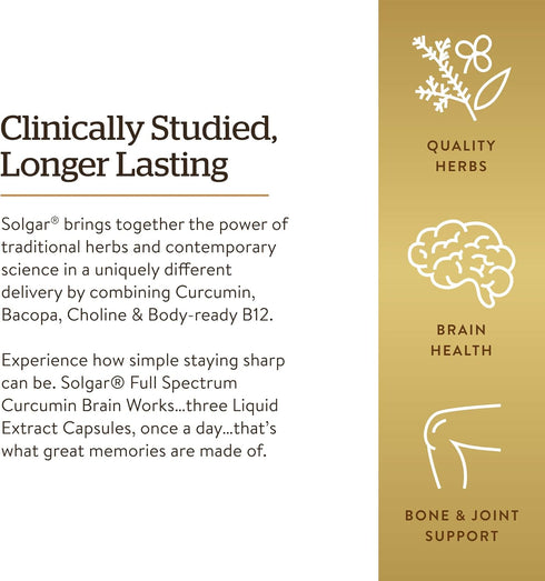 Solgar Full Spectrum Curcumin Brain Works, 90 Licaps for Memory Recall & Cognitive Function Support