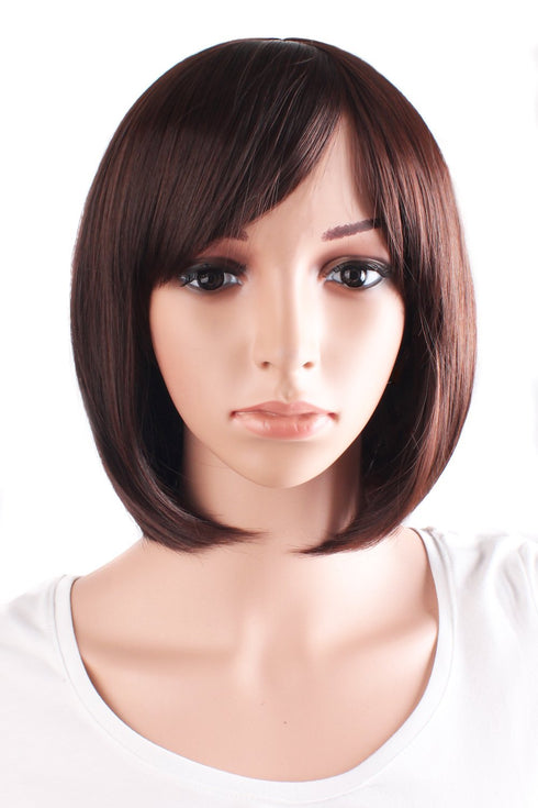 MapofBeauty 30 cm/12 Inch Fashion Short Synthetic Fiber Straight Bob Wig, Dark Brown