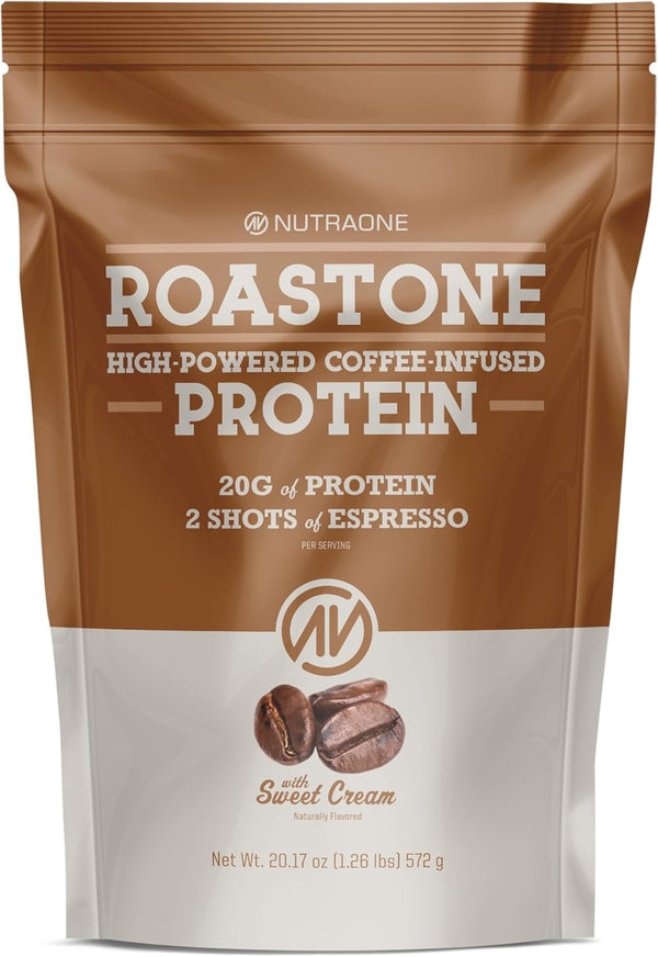 NutraOne RoastOne Coffee Protein Powder, Coffee Infused Whey Protein Powder for Energy & Focus, 160mg Caffeine and 20g