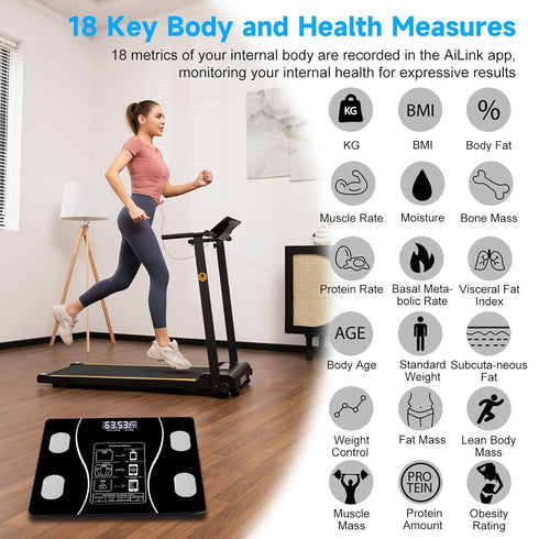 Intelligent Body Fat Scale, Digital Bathroom Scale, Connects to Mobile, Displays BMI, Body Fat, Muscle Mass