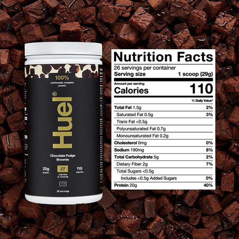 Huel Vegan Protein Powder, Chocolate Fudge Brownie, 20g Protein, 26 Servings, Gluten Free