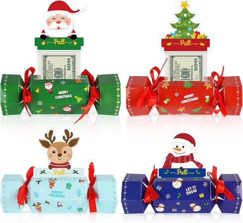Sereliy 4PCS Candy Christmas Money Holder Box for Cash Gift Pull, Surprise Gifts