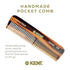 Kent A OT Small Double Tooth Hair Pocket Comb, Fine/Wide Tooth for Hair, Beard, and Mustache Grooming