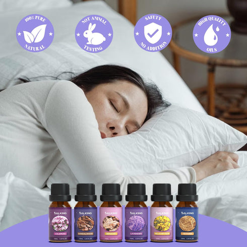 Set, 6 10 ML SALKING Sleep Essential Oils Pure and Natural EssentialOils, Fragrance Oil Scented Oils for Oil Diffusers