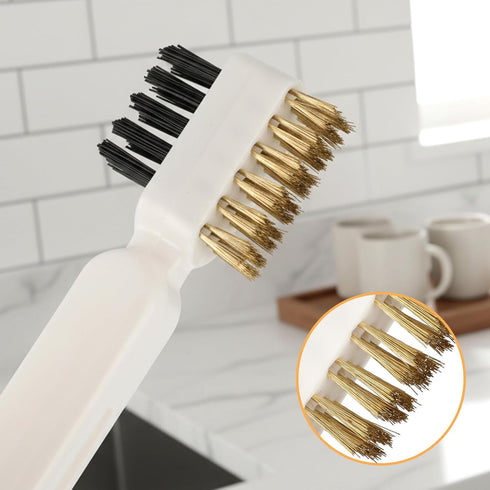 HJZHII 4 1Kitchen in Cleaning Scrub Brush, Deep Gas Stove Brass Wire Brush with Stiff Bristles & Cooktop Scraper