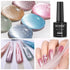 MIZHSE 10ml*6 Colors Cat Eye Gel Nail Polish - Glitter Pink Gold Sparkle Set with Universal Silver Cat Eye Gel