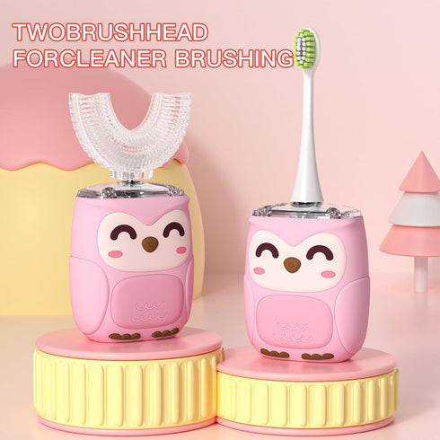 PVOGRT 4 6 Mode-(Age2-7 Kids Electric U Shaped Toothbrush Kids Sonic Toothbrush with Soft Brush Head Automatic Full