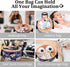 Large Barrel Drawstring Makeup Bag, Portable Cosmetic Organizer for Travel Accessories and Hair Products (Flamingo Dark