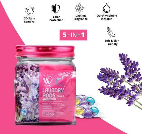 Natural Solution 5-in-1 Laundry Pods, 32 Count Bag, Fabric Softener with Lavender Extracts