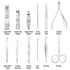 Manicure Set Pedicure Kit Stainless Steel 12 Pcs Set Toe Finger Nail Clipper Personal Care Grooming For Men Women with Luxurious Travel Case - Silver