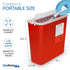 Oakridge Products Sharps Container for Home Use and Professional 5 Quart (1-Pack), Biohazard Needle and Syringe Disposal, Horizontal Drop Style Lid with levers, CDC Certified