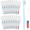 Disposable Toothbrushes with Toothpaste, Travel Toothbrush Kit, Individually Packaged, Light Blue, with
