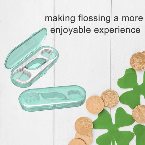 Dental Flossers 2 Pcs Mini Portable Case, Refillable Toothpicks Dispenser, 10 Count Floss Picks Organizer for On-The-Go