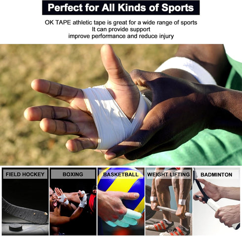 Tape4 Packs) 45ft OK TAPE Athletic Sports - Per Roll Very Strong Tape for Athlete & Sport Trainers & First Aid Injury