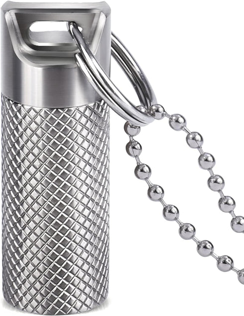 Opret Waterproof Titanium Pill Container with Keychain & Necklace - Mini Pill Holder for Travel