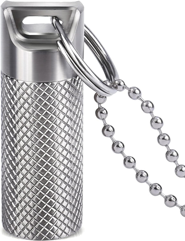 Opret Waterproof Titanium Pill Container with Keychain & Necklace - Mini Pill Holder for Travel