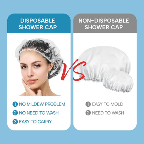 YIZIJIZI 30PCS Large Thick Clear Waterproof Disposable Shower Caps for Women, 20.5" Size, Home, Spa, Travel