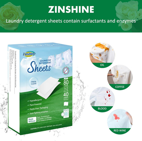 Eco-Friendly Laundry Detergent Sheets, 80 Sheets (160 Loads) - Concentrated for Deep Cleaning