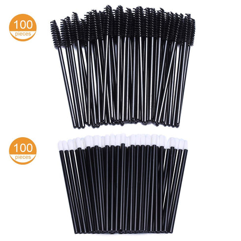 Tbestmax 200 Disposable Mascara Wand Spoolies and Lip Brushes, Lipstick Lipgloss Applicator for Eyelash Extension Kits
