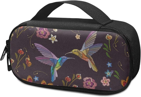 Diabetic Supplies Carrying Case Bag for Blood Glucose Monitor Kit, Testing Kit with Meter, Lancets, Retro Hummingbirds