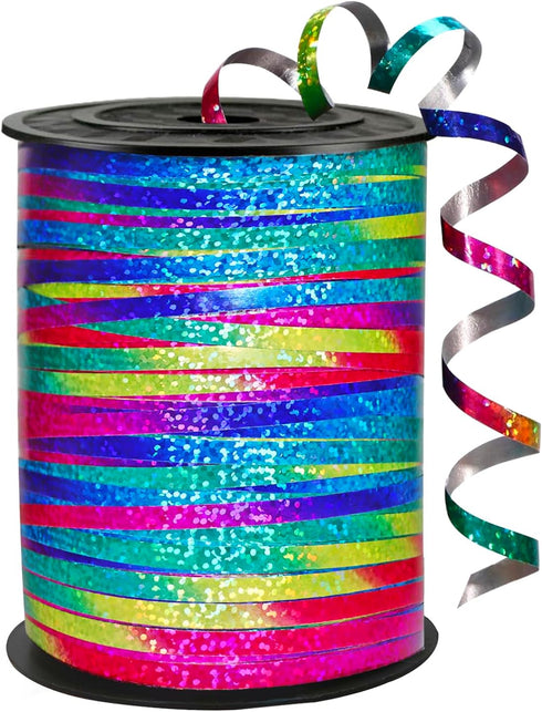 500 Yard Rainbow Curling Ribbon, Shiny Crimped for Balloons, Wedding, Birthday, Party Art Craft Decor